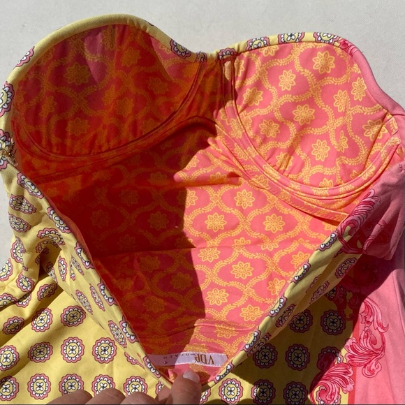 VDP beach collection Italian mini yellow pink dress xs - Picture 7 of 11